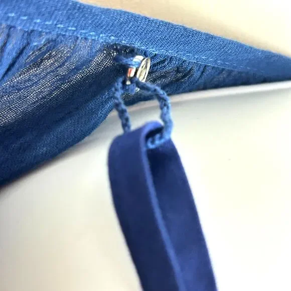 Trina Turk Blue Embroidered Boho Cotton Lined Floral Tunic Dress Size 6 NEW - Picture 8 of 15